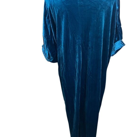 Vintage 70's Tom Bezduda For Barad & Co. Night Gown/Kaftan Large Blue Velour - Picture 6 of 12